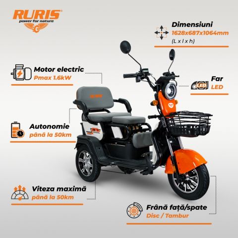 Triciclu electric cargo<span> RURIS Pilot 3010A