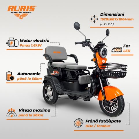 Triciclu electric cargo<span> RURIS Pilot 3010N